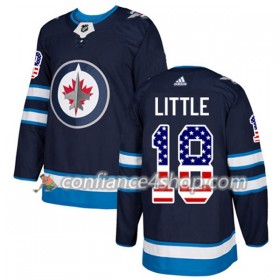 Adidas Maillot de Hockey Winnipeg Jets Bryan Little 18 2017-2018 Bleu Marine USA Flag Fashion Authentic - Homme